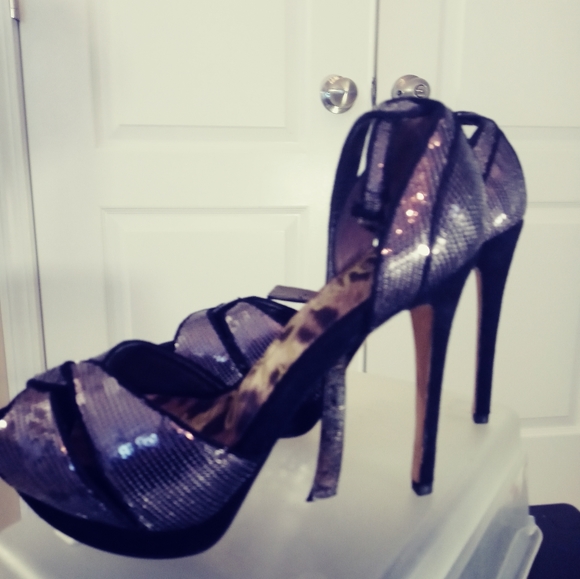 Sam Edelman Women's Lavender Sequins Sparkling Heels - Picture 3 of 12